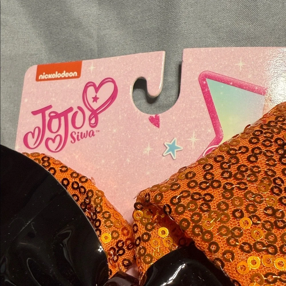 JoJo Siwa Sparkling Orange Hair Bow with Black Center